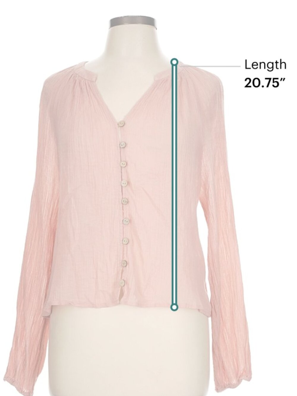 We The Free "Sand Dune" Henley Blouse In Peach - Size L - Picture 7 of 10